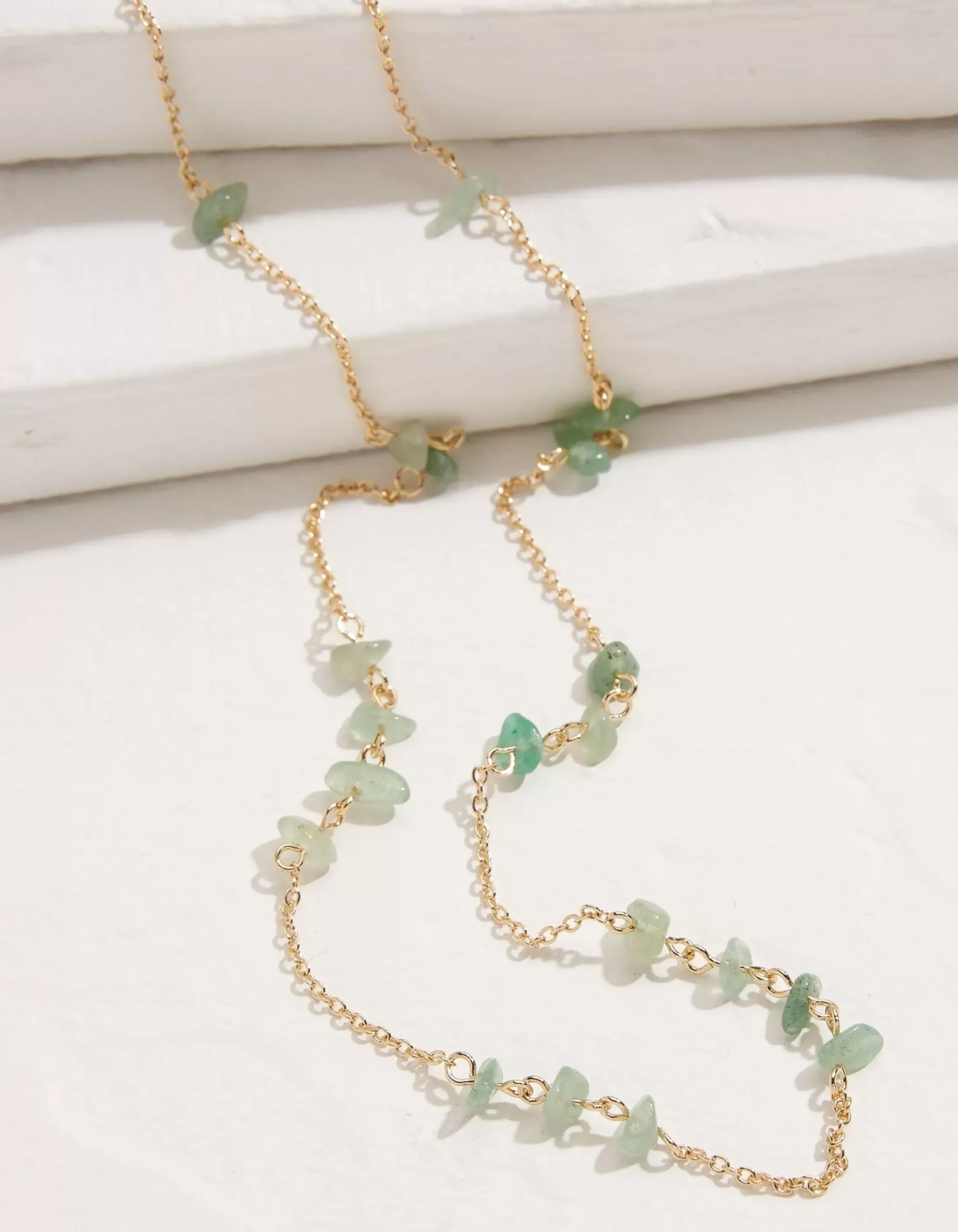 FatFace Stone Long Necklace Green Best