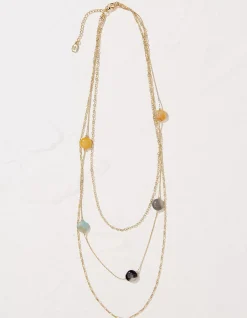 FatFace Stone Stack Necklace Gold Online