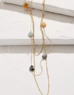 FatFace Stone Stack Necklace Gold Online