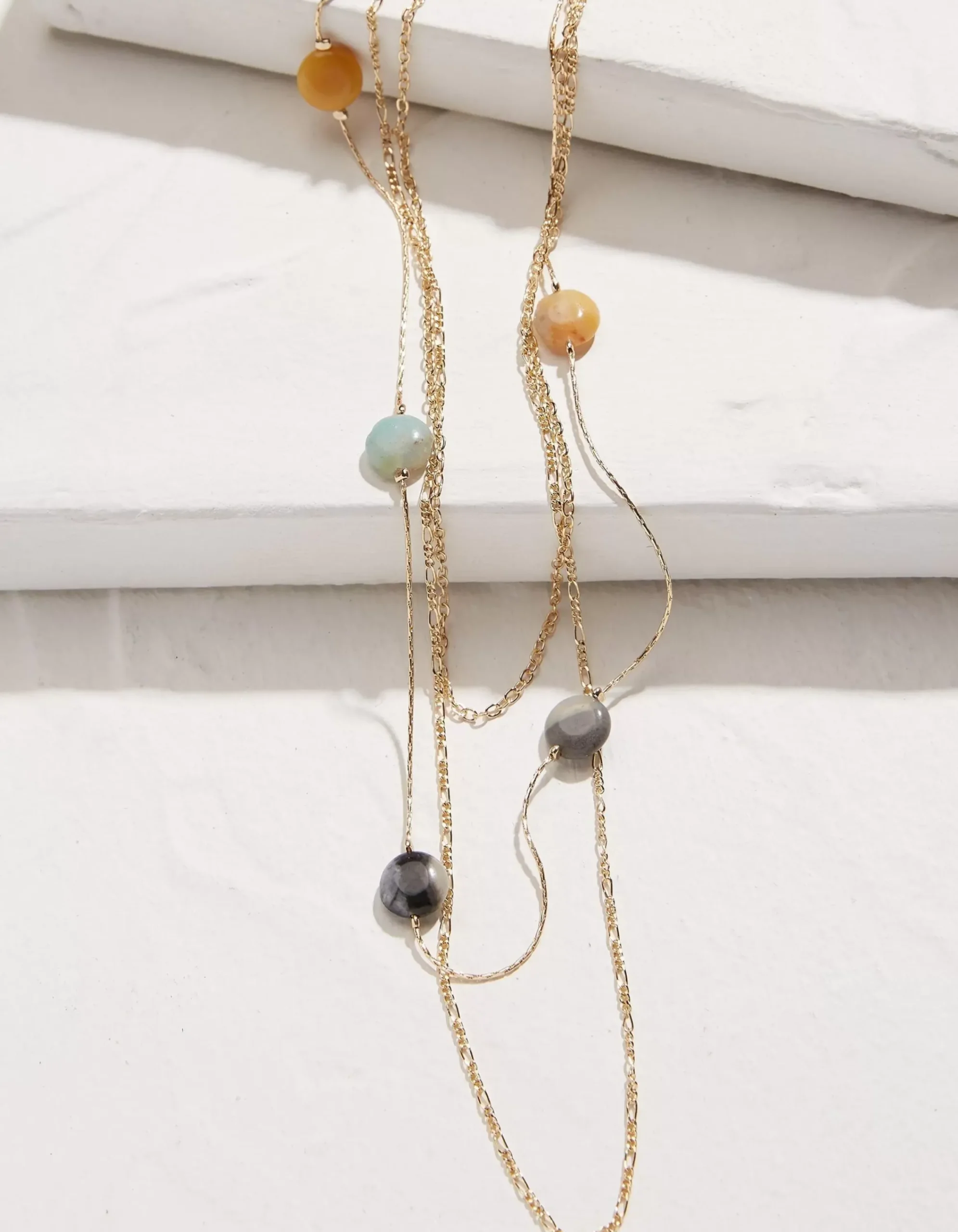 FatFace Stone Stack Necklace Gold Online