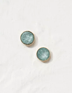 FatFace Stone Stud Earrings Green Outlet