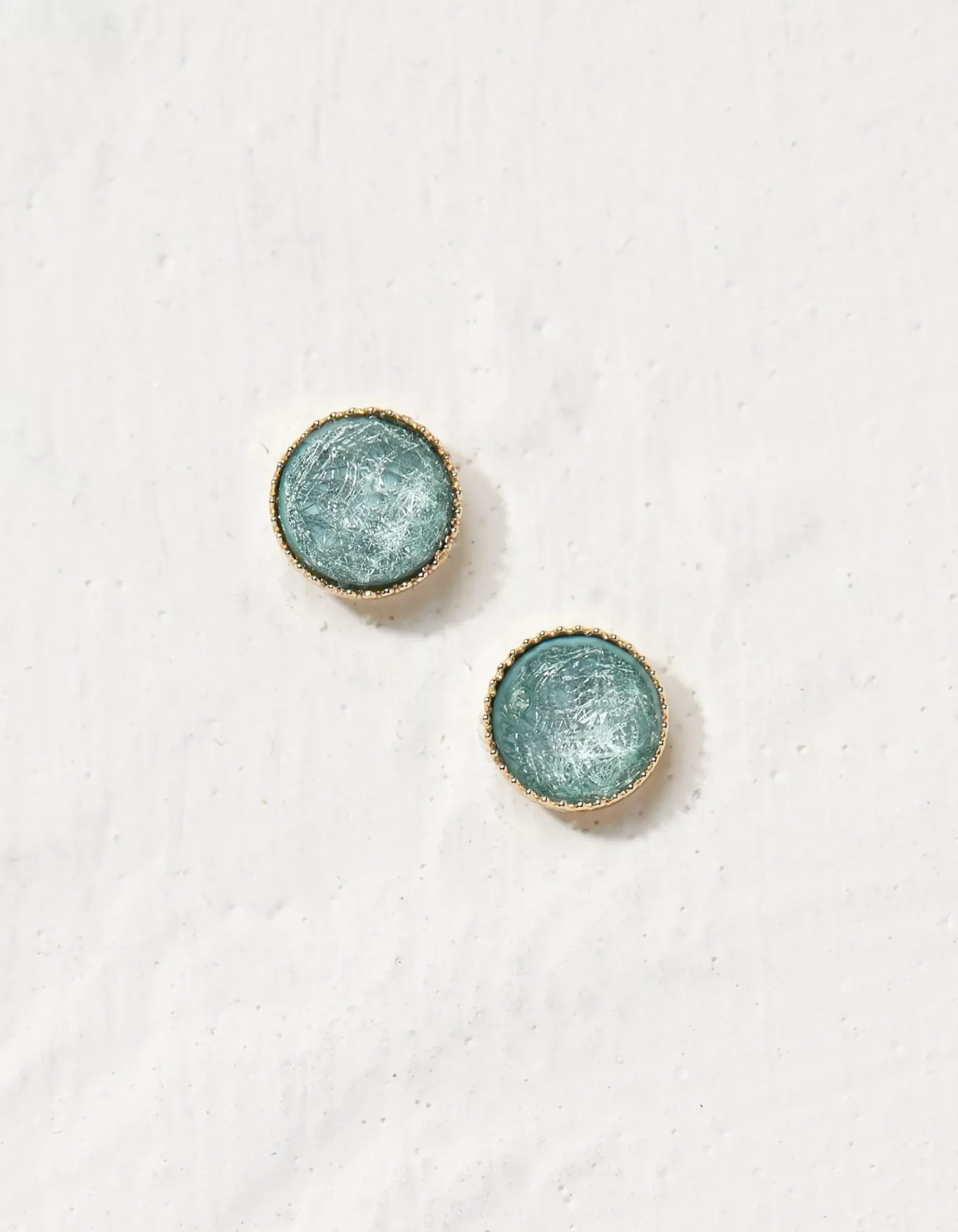 FatFace Stone Stud Earrings Green Outlet