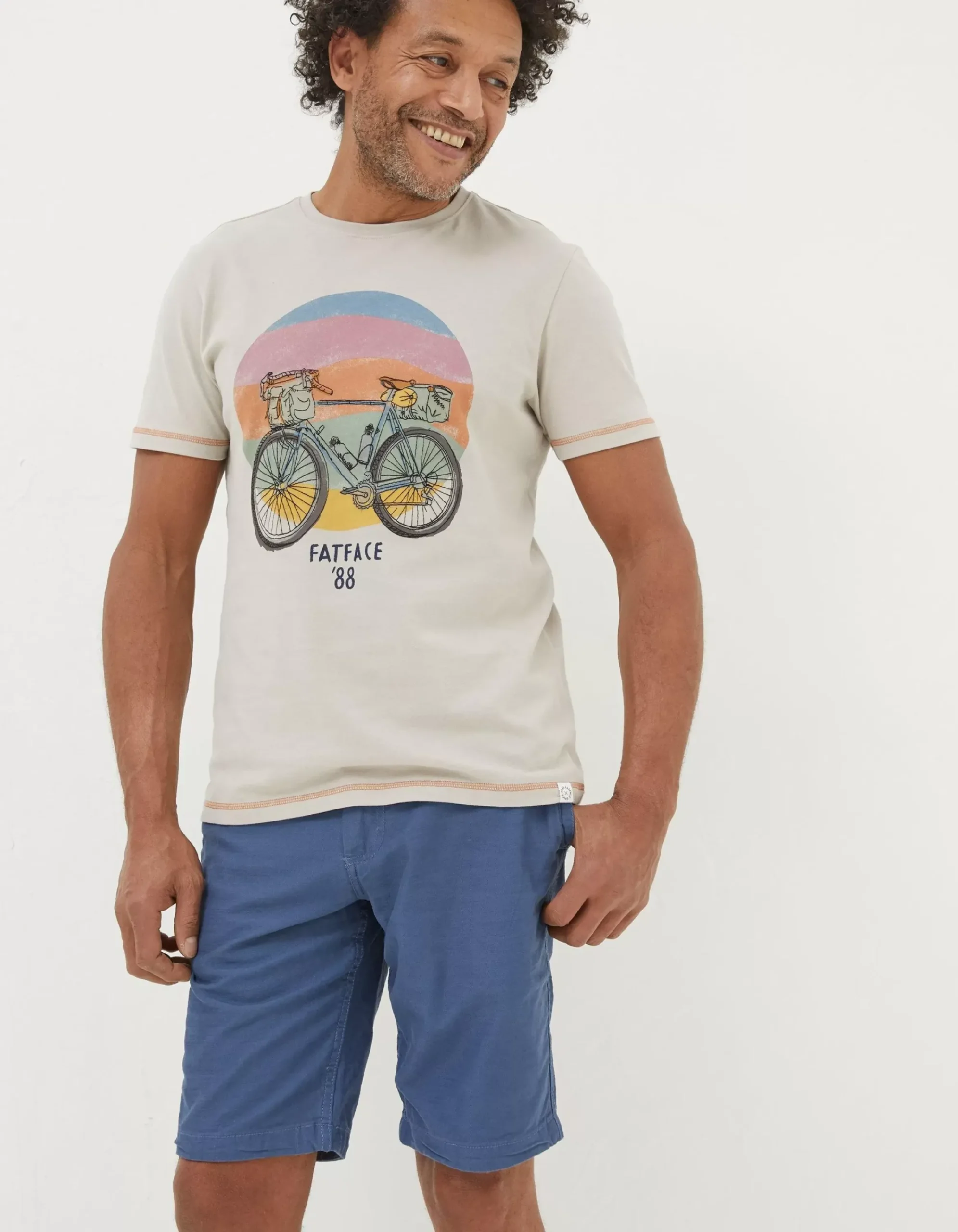 FatFace Stow Flat Front Shorts Washed Blue Hot
