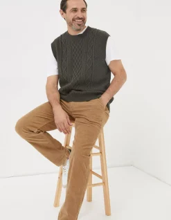 FatFace Straight Cord Trousers Dark Stone