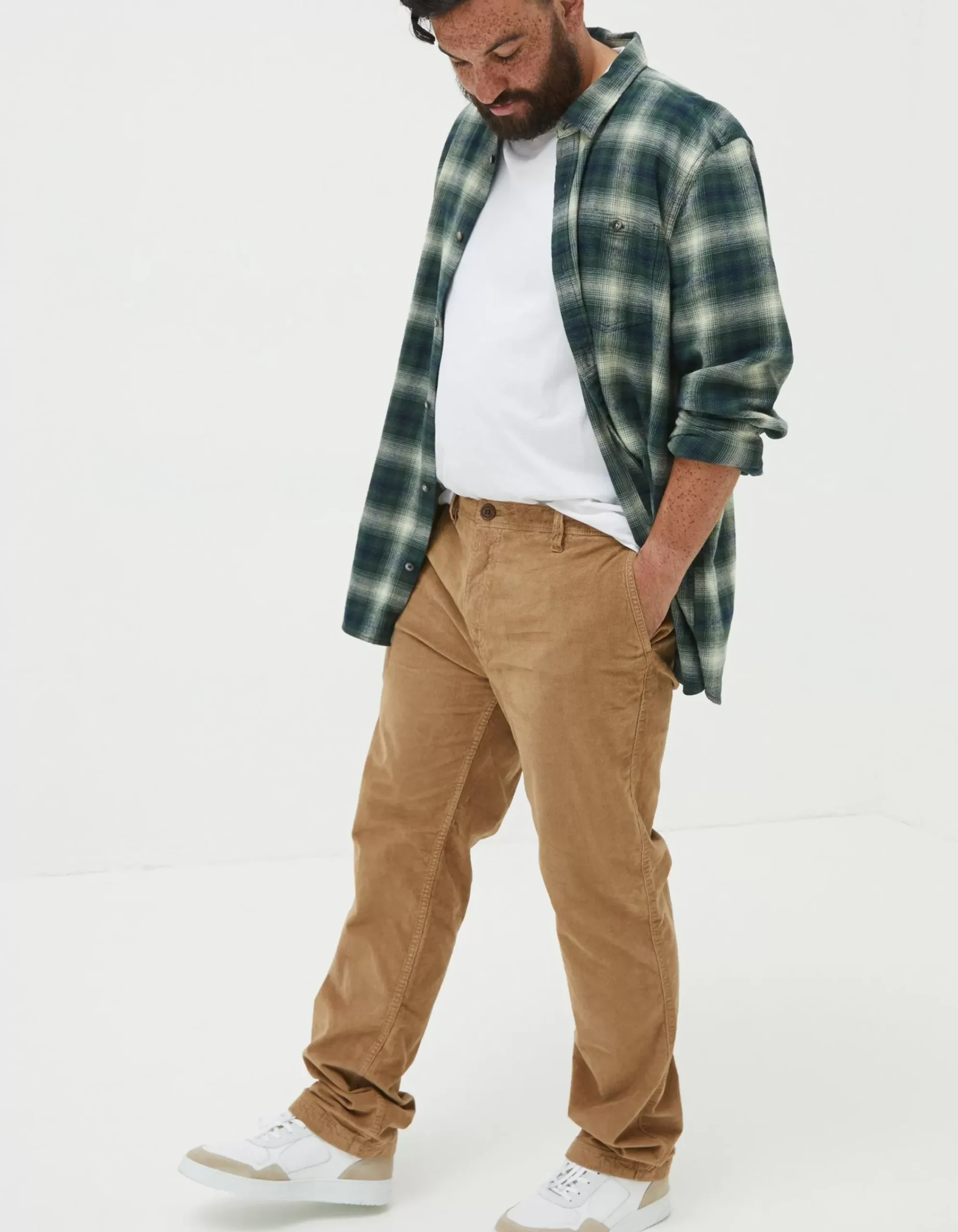 FatFace Straight Cord Trousers Dark Stone