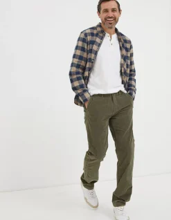FatFace Straight Cord Trousers Khaki Green Outlet