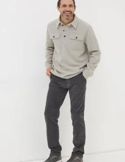 FatFace Straight Cord Trousers Grey Clearance