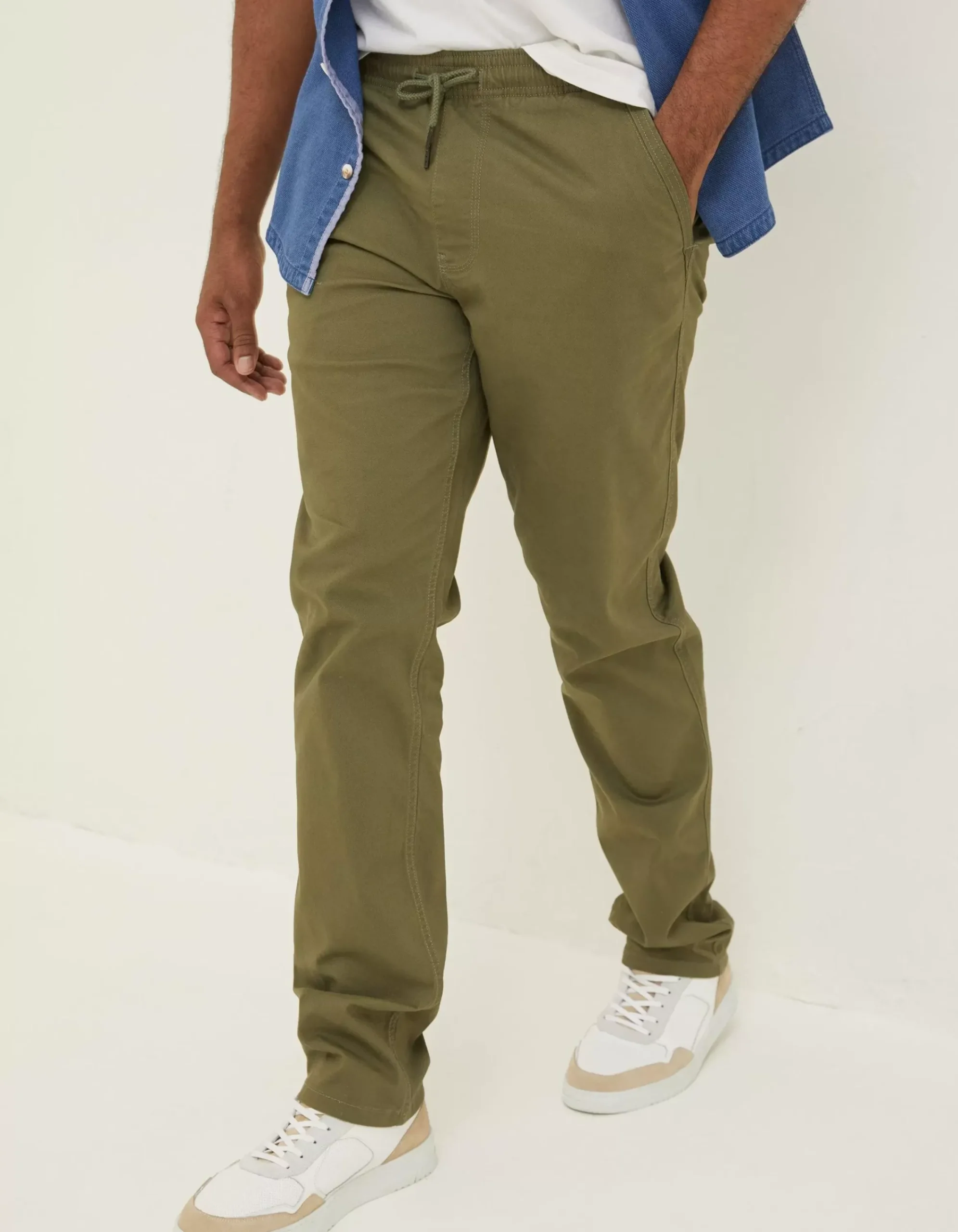 FatFace Straight Pull On Trousers Light Sage