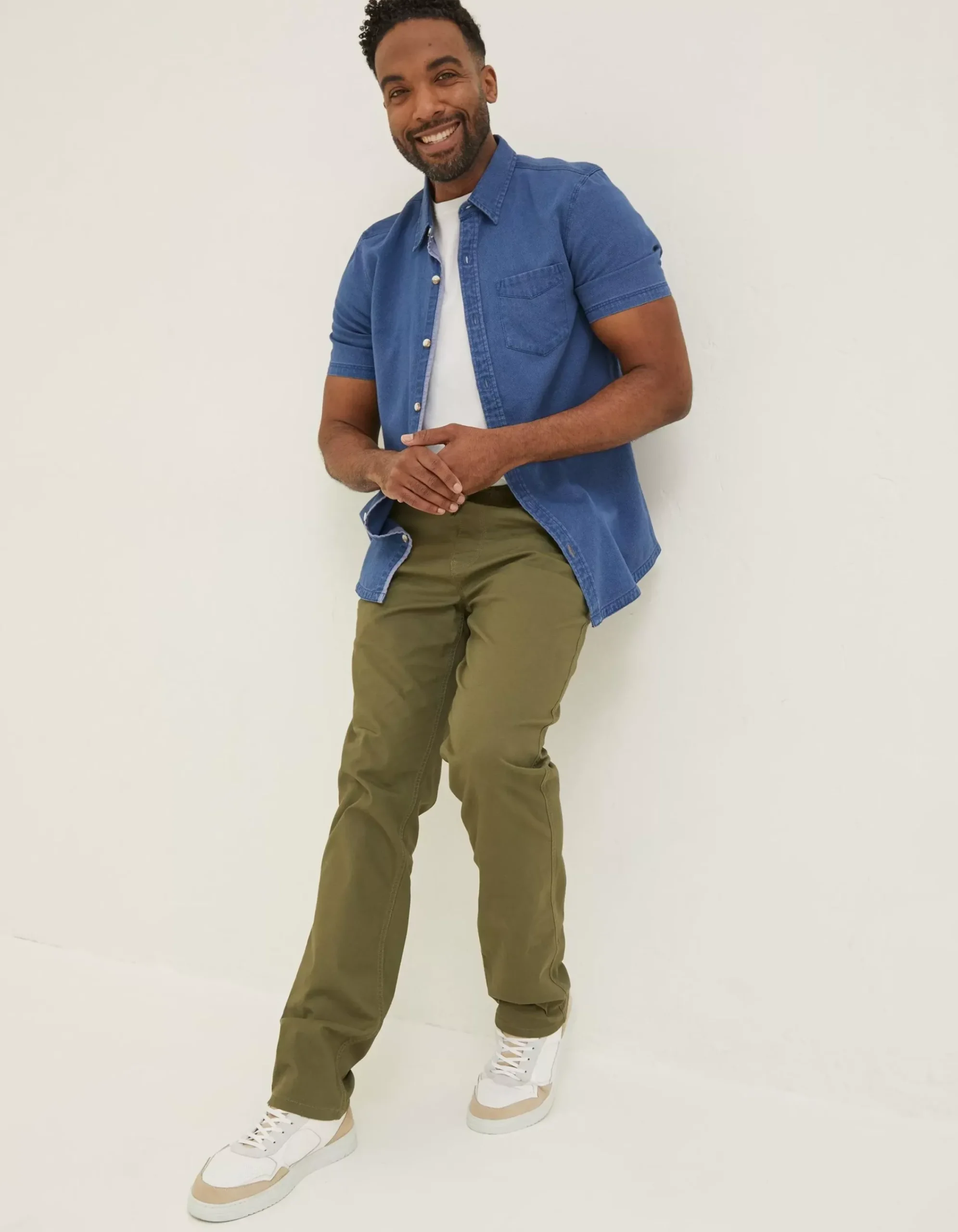 FatFace Straight Pull On Trousers Light Sage