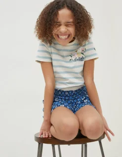 FatFace Stripe Bee Jersey T Shirt Natural White Outlet