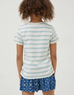 FatFace Stripe Bee Jersey T Shirt Natural White Outlet