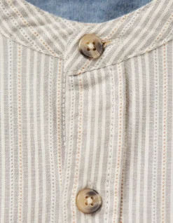 FatFace Stripe Grandad Shirt Natural