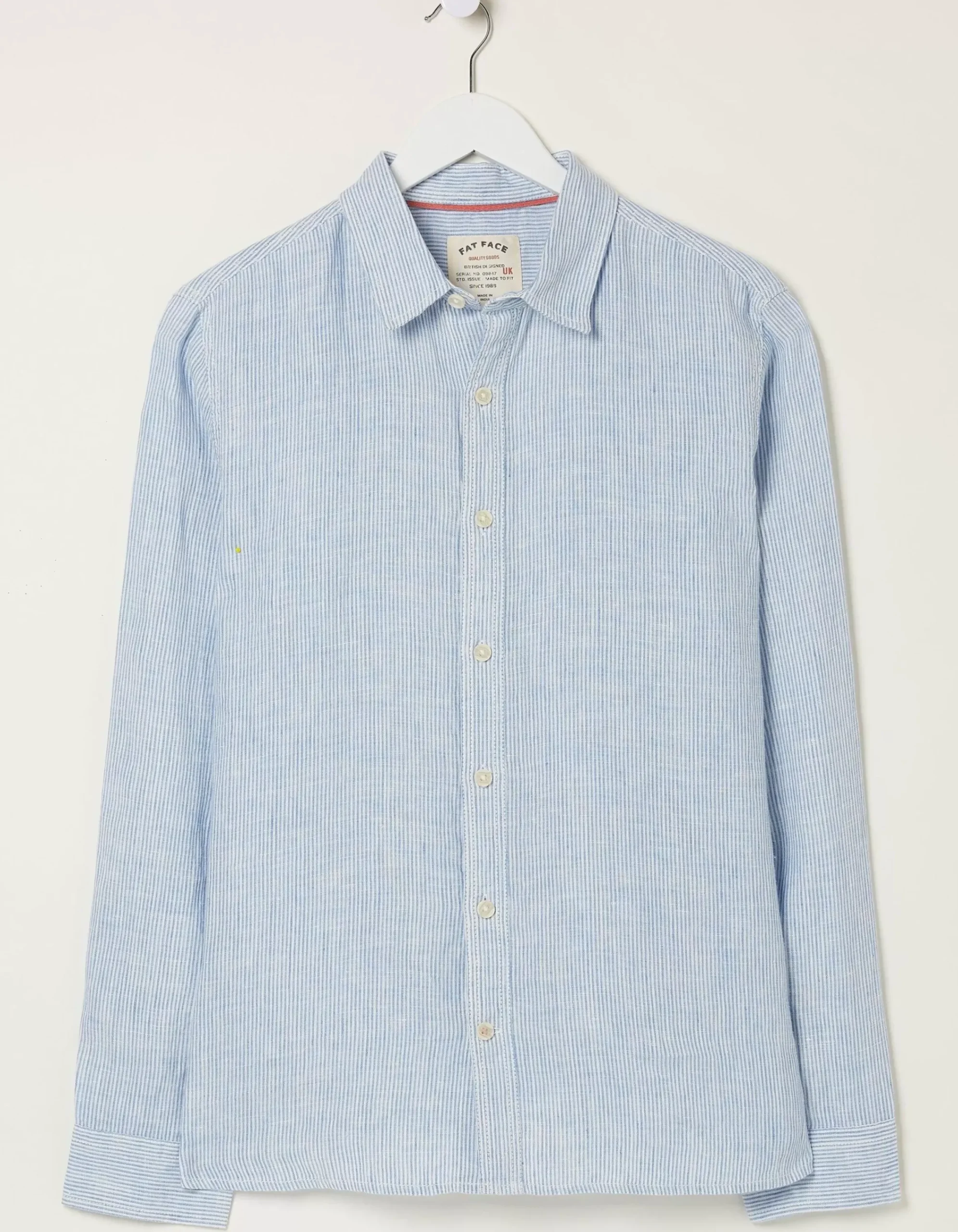 FatFace Stripe Linen Shirt Chambray Blue Sale