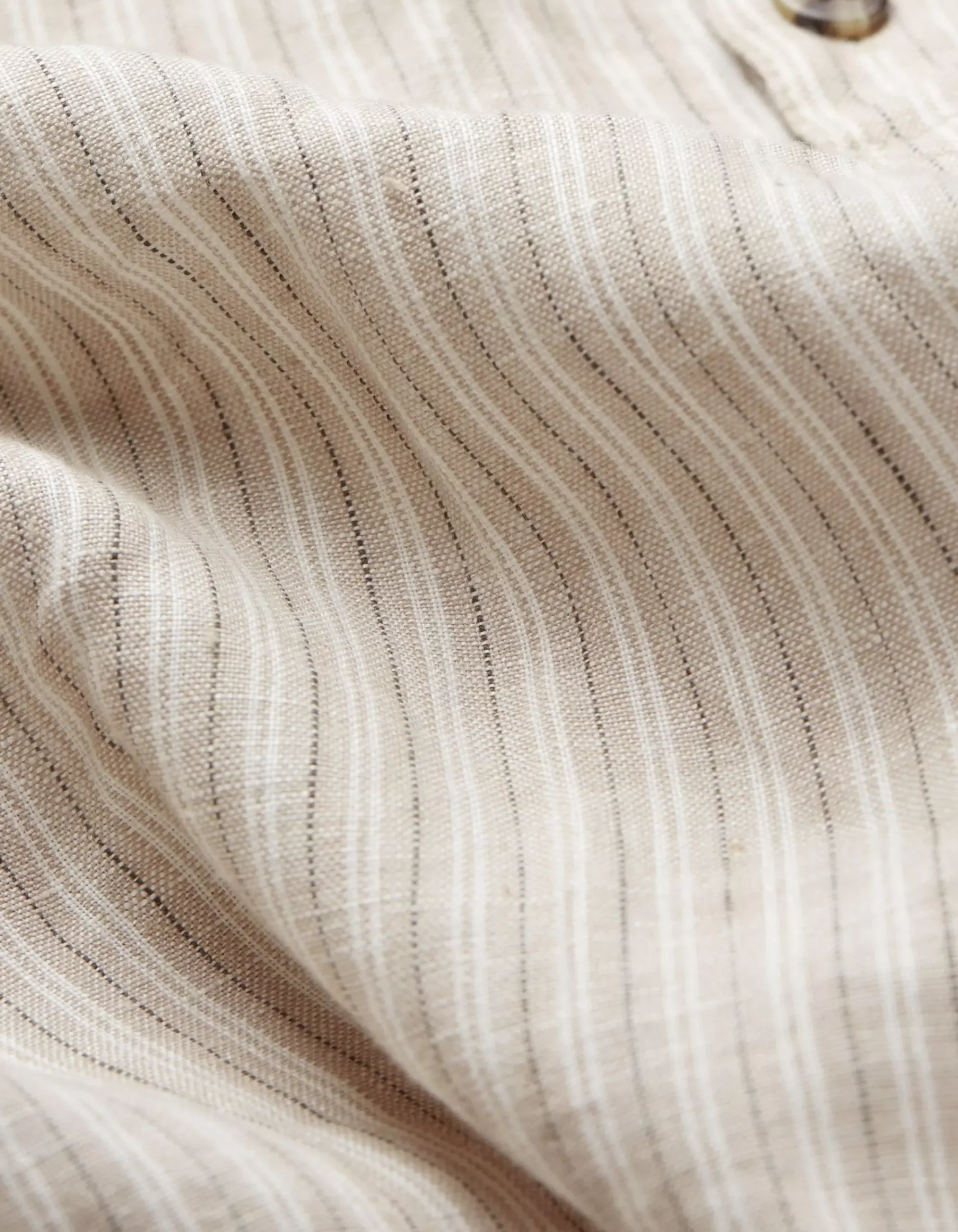 FatFace Stripe Pop Over Linen Shirt Natural Online