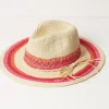 FatFace Stripe Straw Fedora Hat Natural Sale
