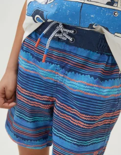 FatFace Stripe Swim Shorts Navy Hot