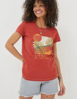 FatFace Summer Haze T-Shirt Rust Red