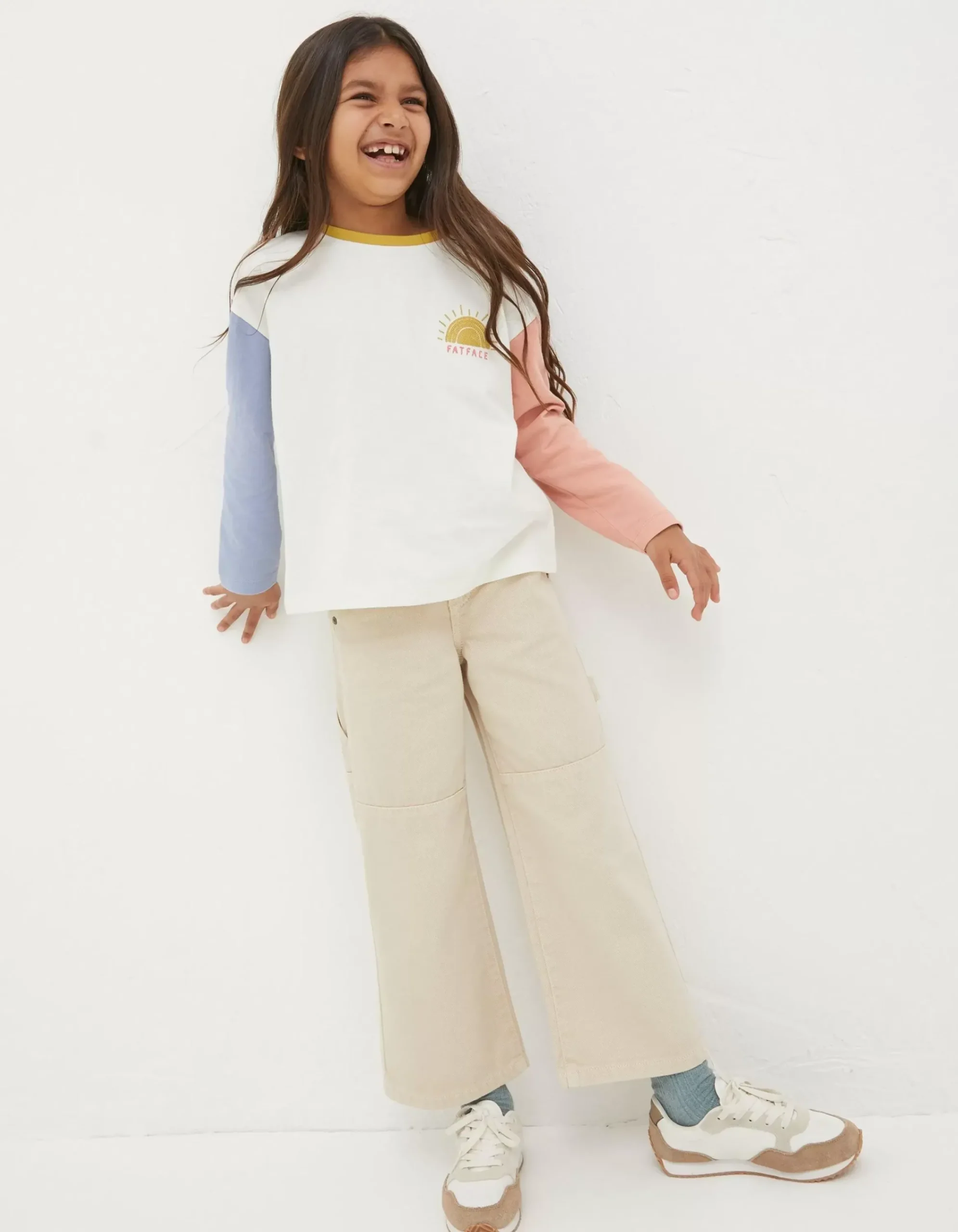 FatFace Sun Embroidered Long Sleeve T-Shirt Natural White