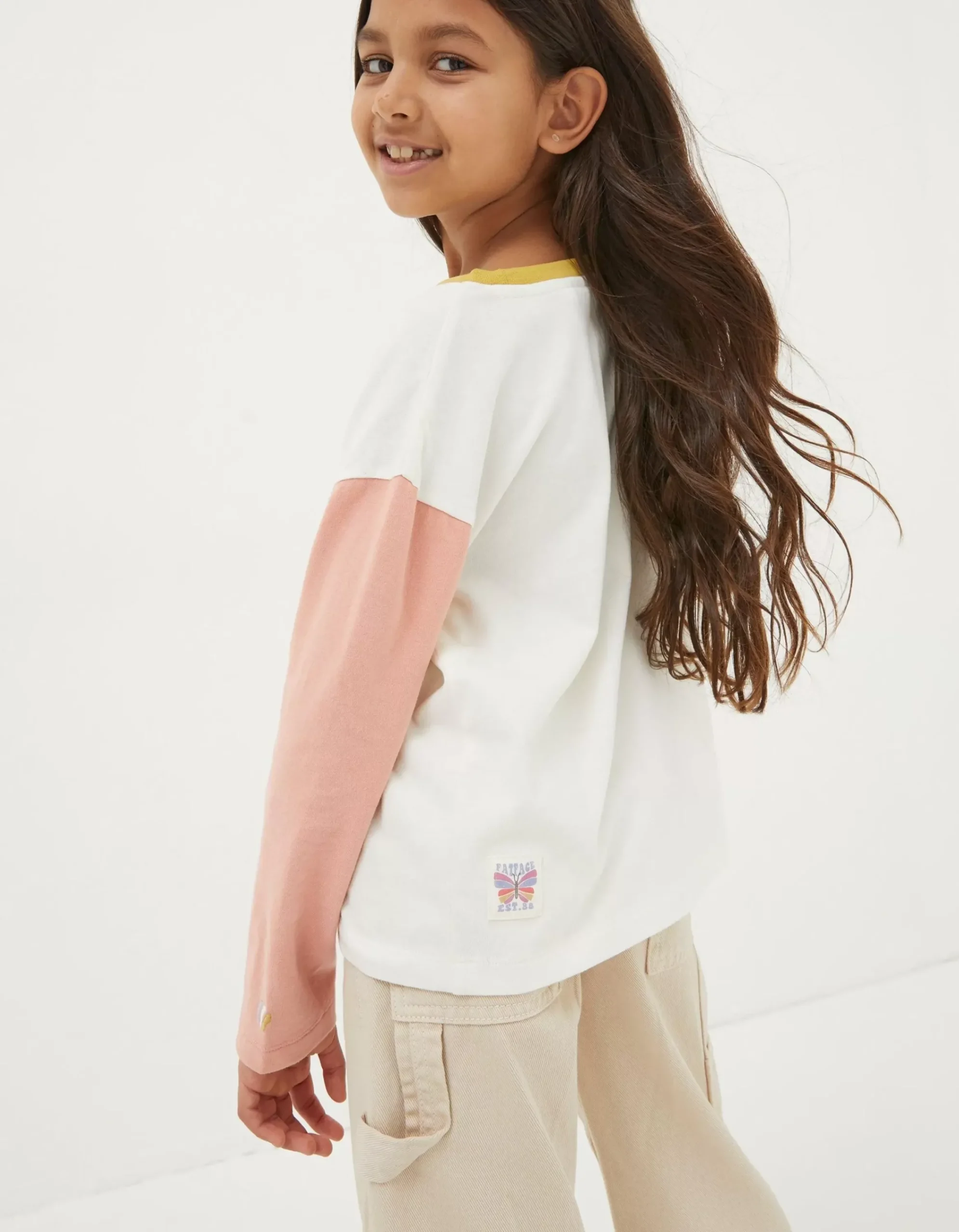 FatFace Sun Embroidered Long Sleeve T-Shirt Natural White
