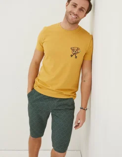FatFace Sundude Graphic T-Shirt Yellow Clearance
