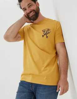 FatFace Sundude Graphic T-Shirt Yellow Clearance