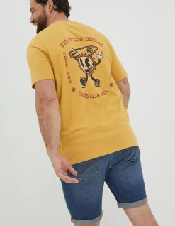 FatFace Sundude Graphic T-Shirt Yellow Clearance