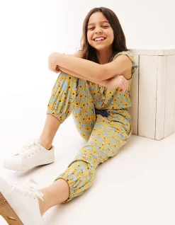 FatFace Sunflower Print Jumpsuit Teal Discount