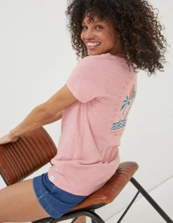 FatFace Sunshine All The Time T-Shirt Pink Hot
