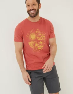 FatFace Surf Club T-Shirt Rust Red Sale