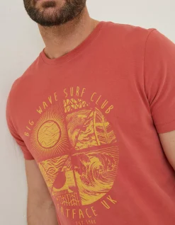 FatFace Surf Club T-Shirt Rust Red Sale