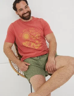 FatFace Surf Club T-Shirt Rust Red Sale