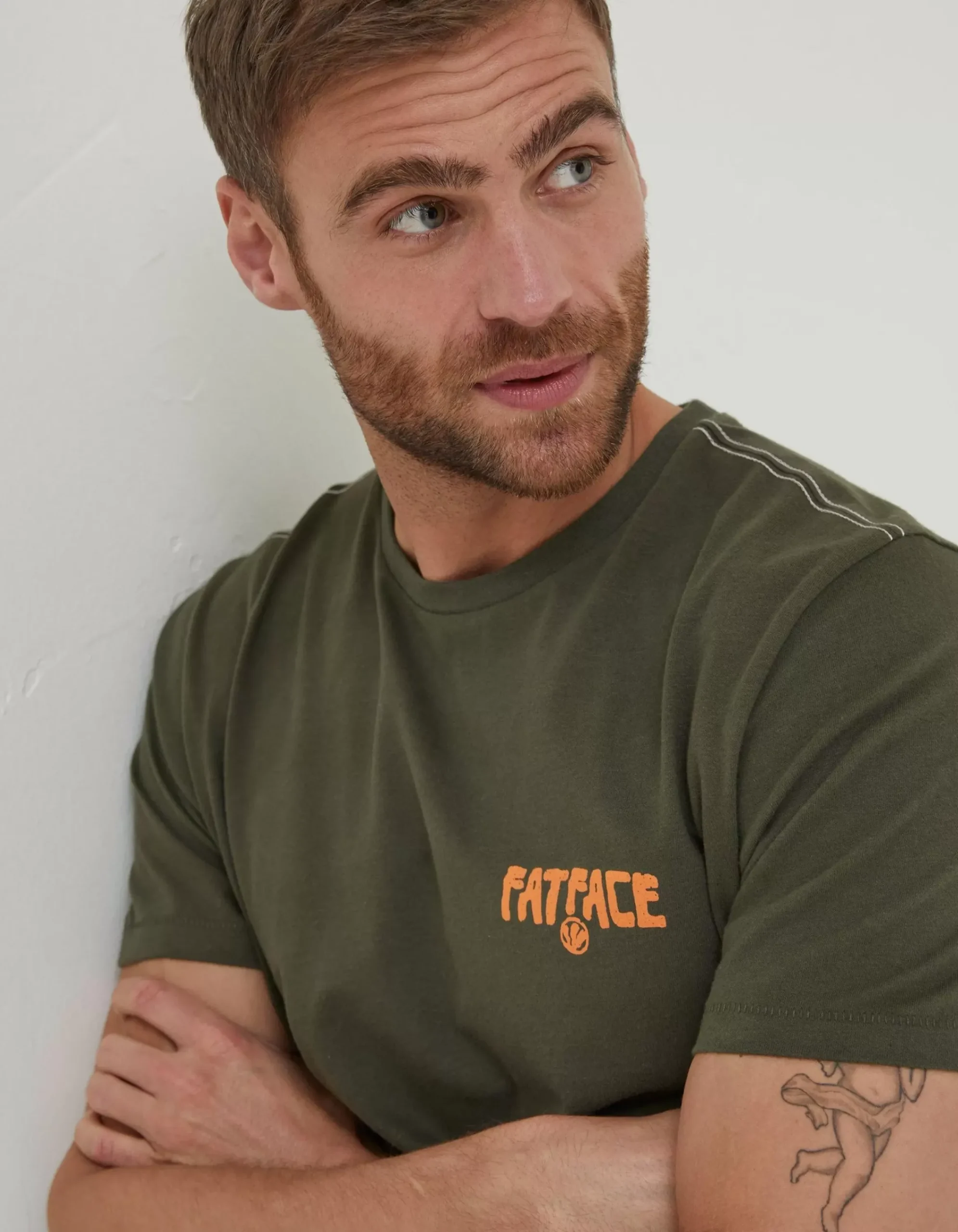 FatFace Surf Comp T-Shirt Khaki Green Hot