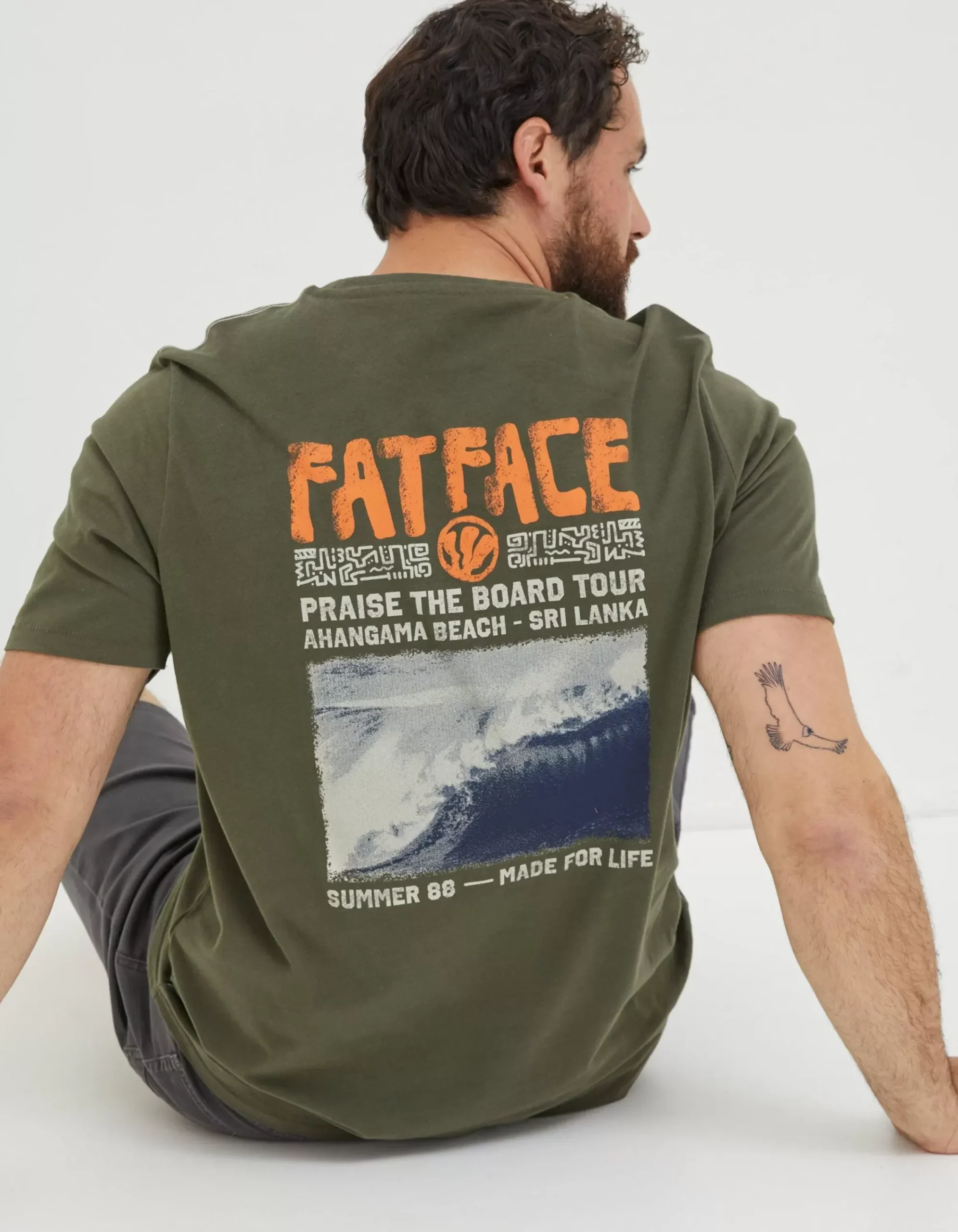 FatFace Surf Comp T-Shirt Khaki Green Hot