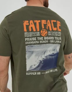 FatFace Surf Comp T-Shirt Khaki Green Hot