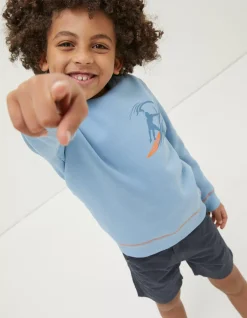 FatFace Surf Graphic Sweat Blue Hot