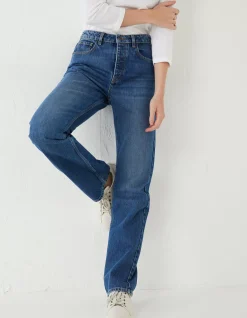 FatFace Sutton Straight Leg Jeans Mid Blue Hot