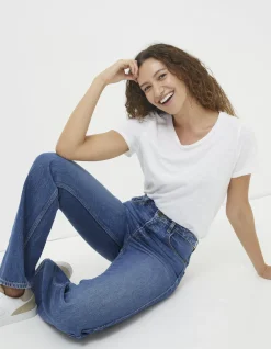 FatFace Sutton Straight Leg Jeans Mid Blue Hot