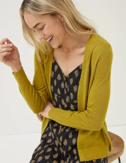 FatFace Suzannah Linen Cardigan Light Olive Best