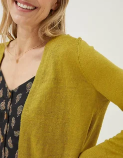 FatFace Suzannah Linen Cardigan Light Olive Best