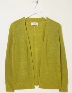 FatFace Suzannah Linen Cardigan Light Olive Best