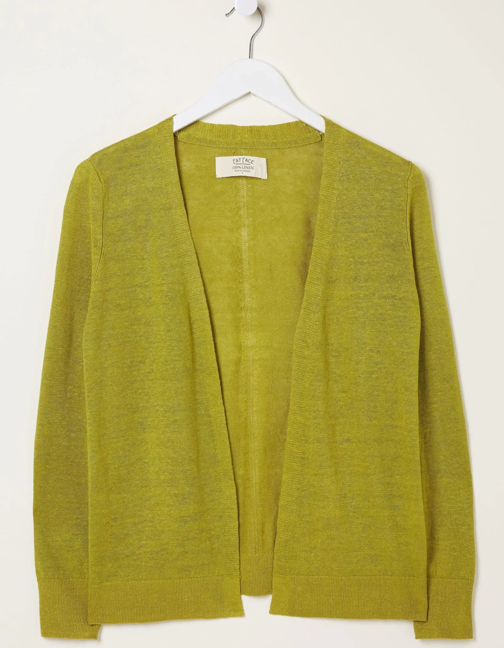 FatFace Suzannah Linen Cardigan Light Olive Best