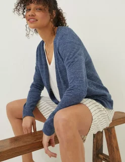 FatFace Suzannah Linen Cardigan Navy New