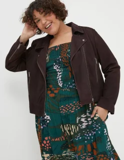 FatFace Suzie Suede Biker Jacket Purple Best