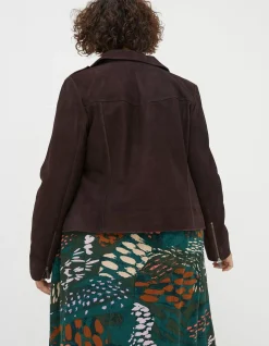 FatFace Suzie Suede Biker Jacket Purple Best