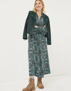 FatFace Suzie Suede Biker Jacket Dark Teal Best
