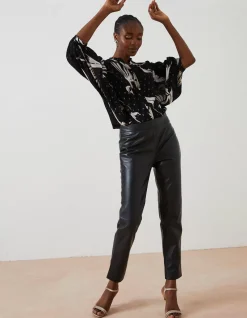 FatFace Swallow Print Evelyn Blouse Black Hot