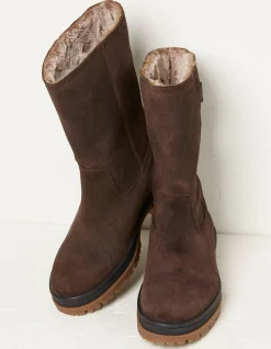 FatFace Tabitha Midheight Walking Boot Chocolate Brown Clearance