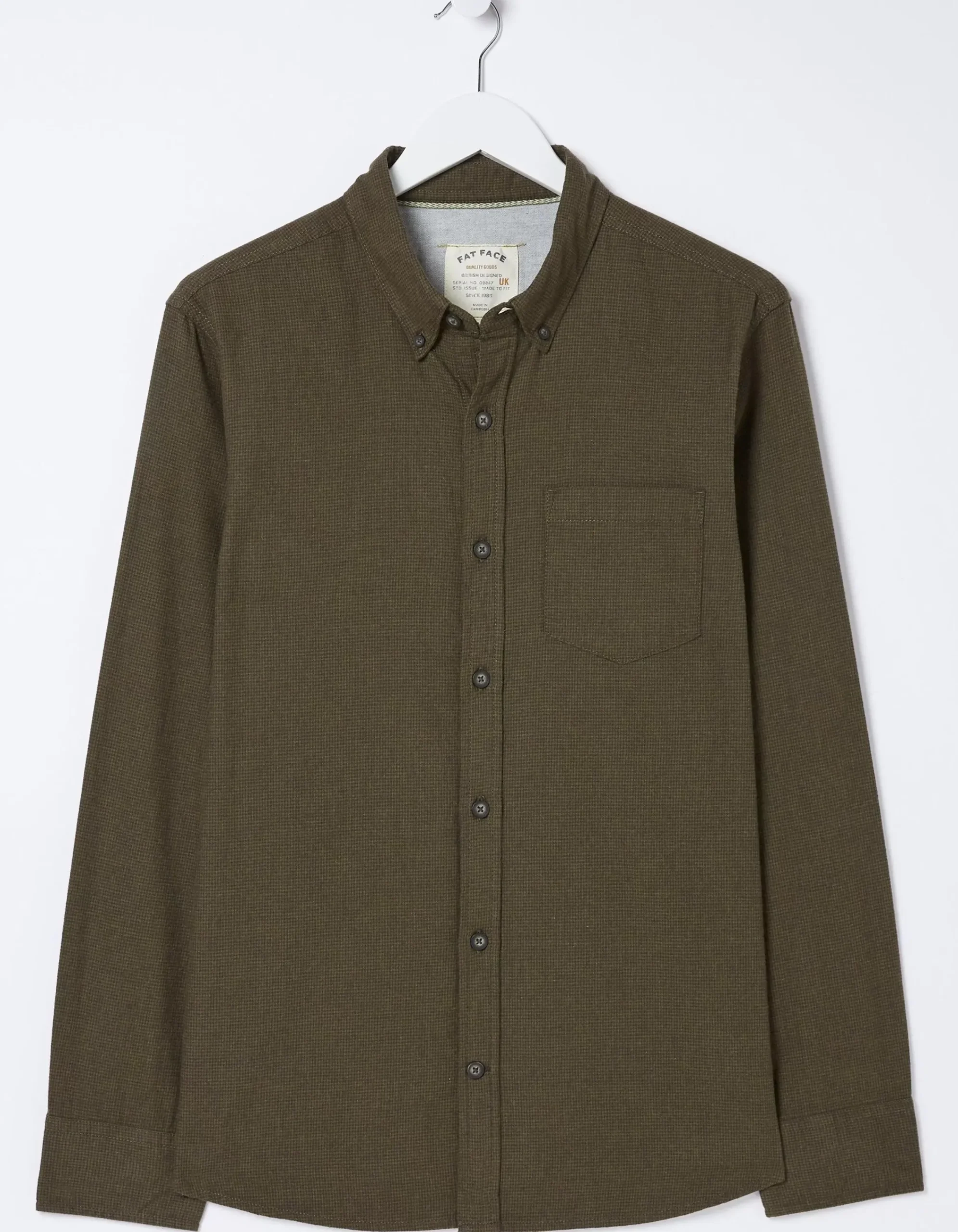 FatFace Tadlow Puppytooth Shirt Olive Green Online