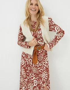 FatFace Talia Knitted Waistcoat Ivory Discount