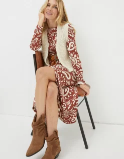 FatFace Talia Knitted Waistcoat Ivory Discount